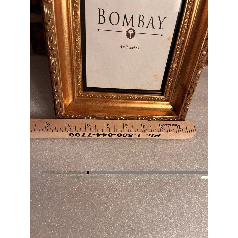 Bombay Vintage Gold Ornate Frame Holds 5”x7” Photo. Can Be Used On Wall Or Table